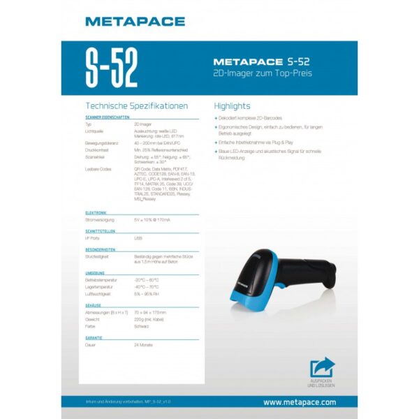 METAPACE S-52, 2D, USB, KIT (USB), BLACK - Image 5